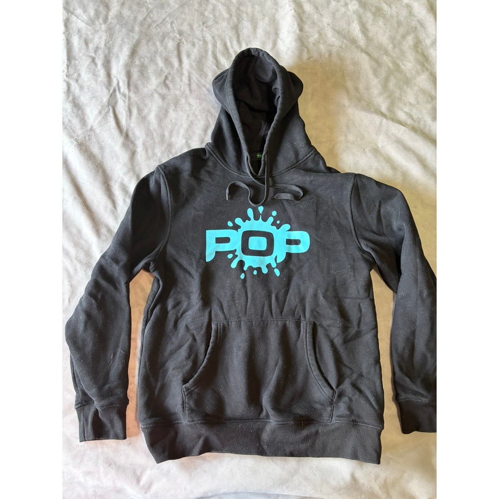 Pop Trading Company Black Hoodie Teal Splash Logo Graphic Sweatshirt Mens Large
